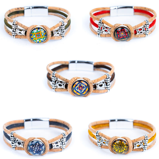 colored cork thread  handmade bracelet adjustable BR-464-MIX-5