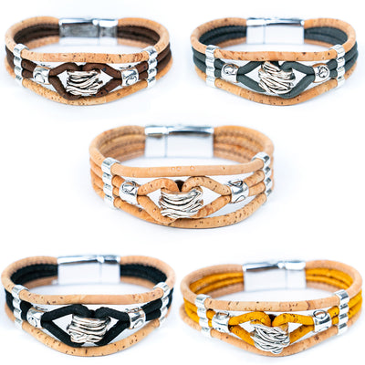 Colored cork thread Handmade  Cork Bracelet for men ,Men's bracelets BR-472-MIX-5
