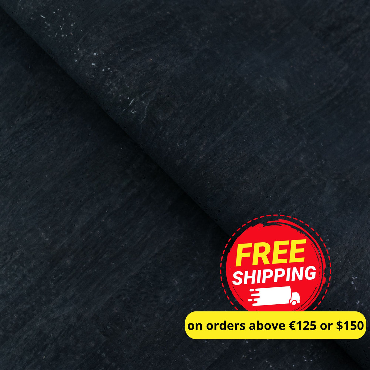 Black Natural Cork Fabric – Microfiber Backing COF-703