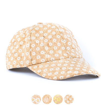 Women’s Cork Baseball Cap with Daisy Print L-1124
