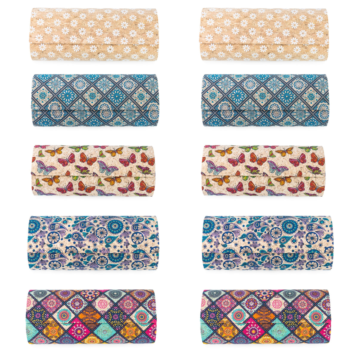Cylindrical Cork Glasses Cases – Magnetic Closure, Pack of 10 | L-1229-MIX-10
