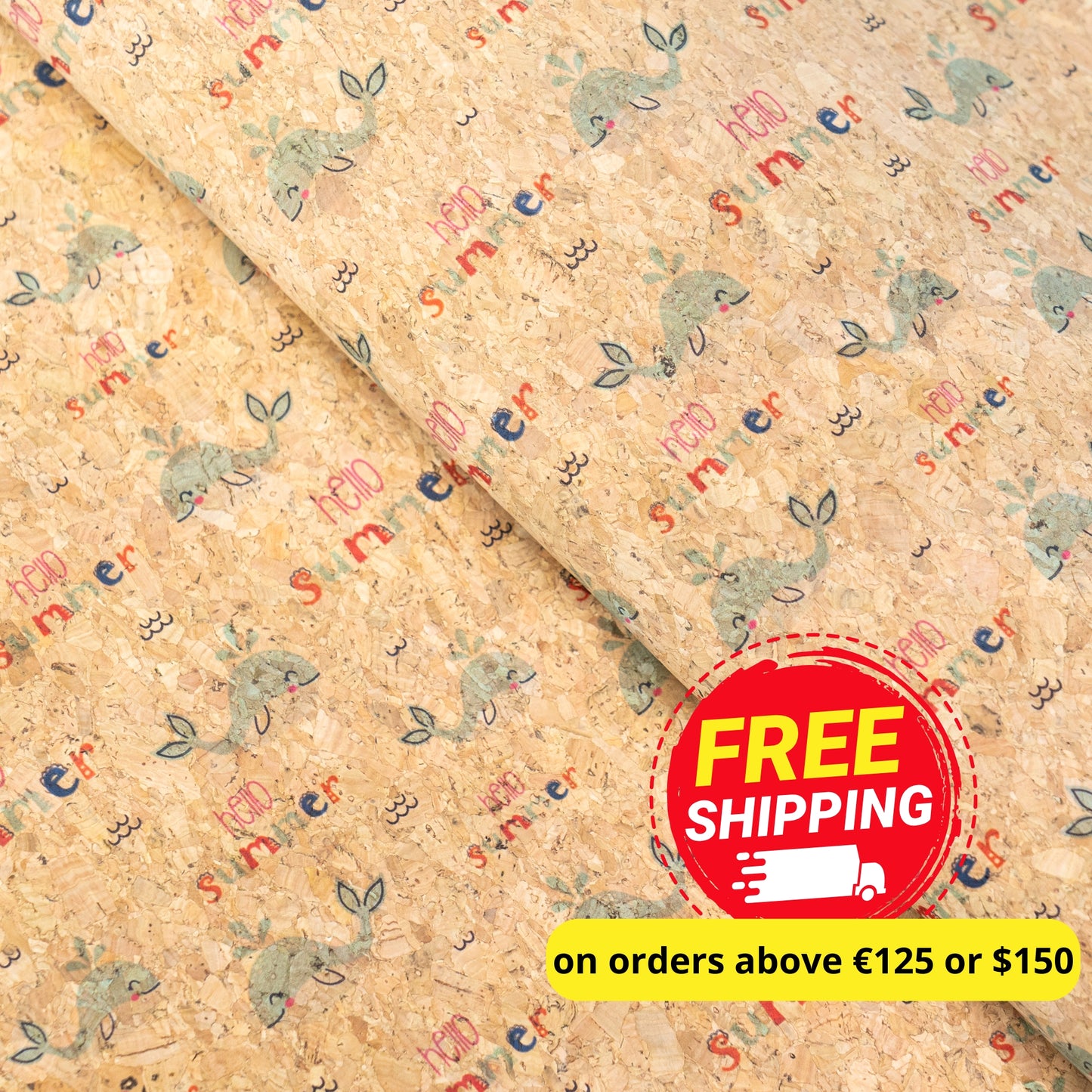 Summer Collection - Whale Summer Cork Fabric COF-25