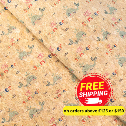 Summer Collection - Whale Summer Cork Fabric COF-25