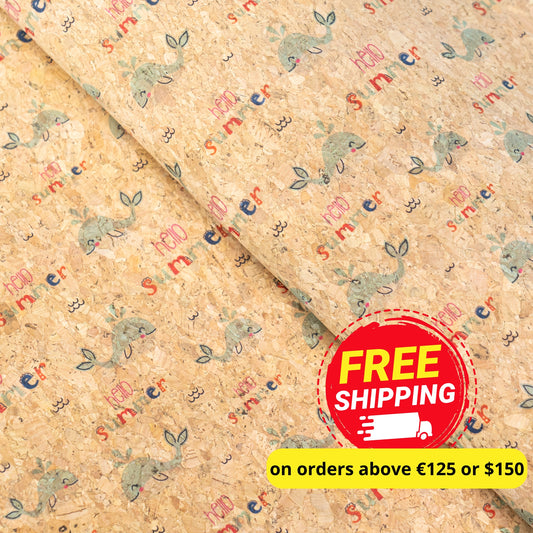 Summer Collection - Whale Summer Cork Fabric COF-25