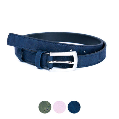Women’s Slim Cork Belt with Silver BuckleL-1062