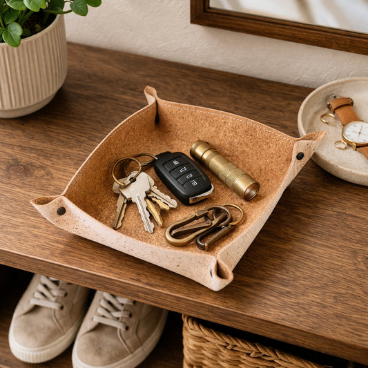 5pcs |Cork Catchall Tray Valet Tray in Natural Cork L-1193