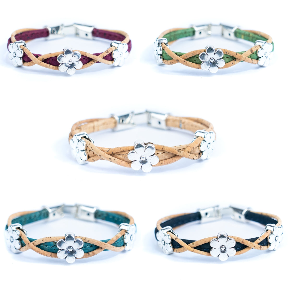 Cork jewelry cork Bracelet for women natural cork with Flower accessories handmade bracelet BR-428-MIX-5