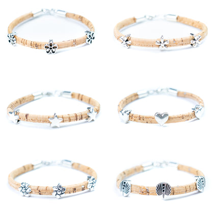 Cork jewelry cork Bracelet for women natural cork with featherhandmade bracelet BR-410-MIX-6