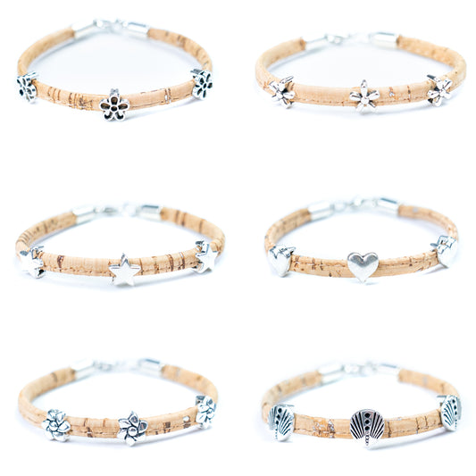 Cork jewelry cork Bracelet for women natural cork with featherhandmade bracelet BR-410-MIX-6