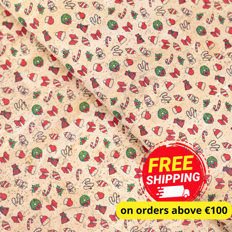 Holiday Special - Mini Christmas Icons Cork Fabric COF-08