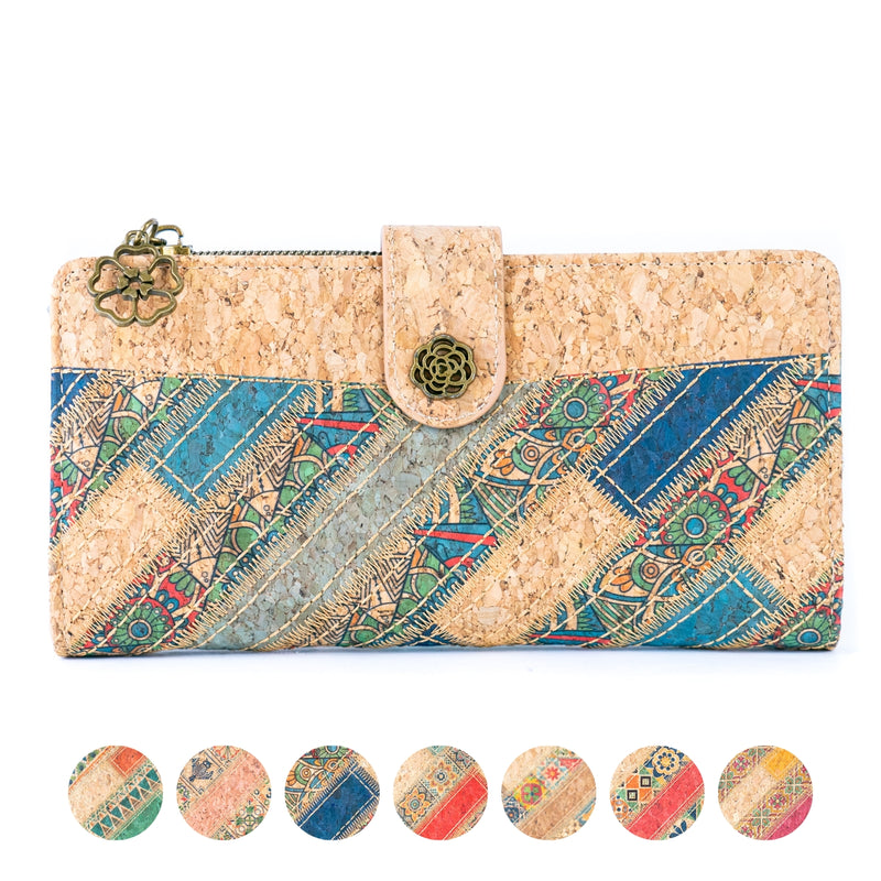 Patchwork-Stitched Cork Long Wallet – BAGD-592