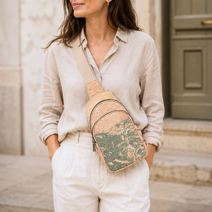 Cork Sling Bag — Unisex Crossbody Bag in Natural Cork | Vegan & Eco-Friendly BAG-2399