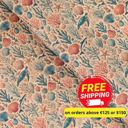 Marine series of marine life Pattern Cork fabric COF-723