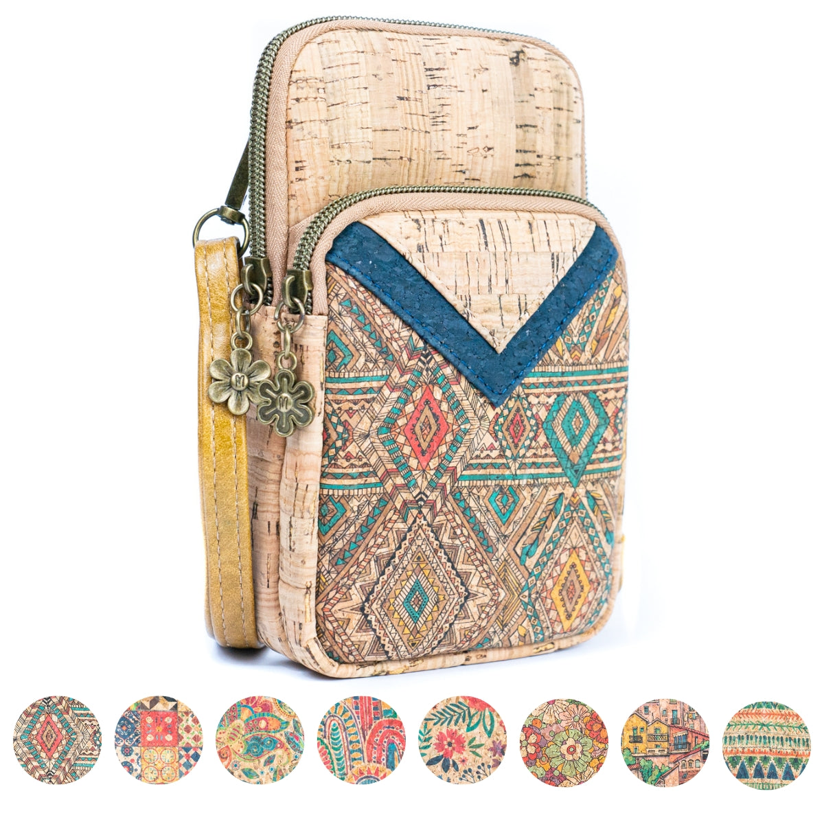 Cork Patchwork Embellished Women's Phone Pouch BAGD-552