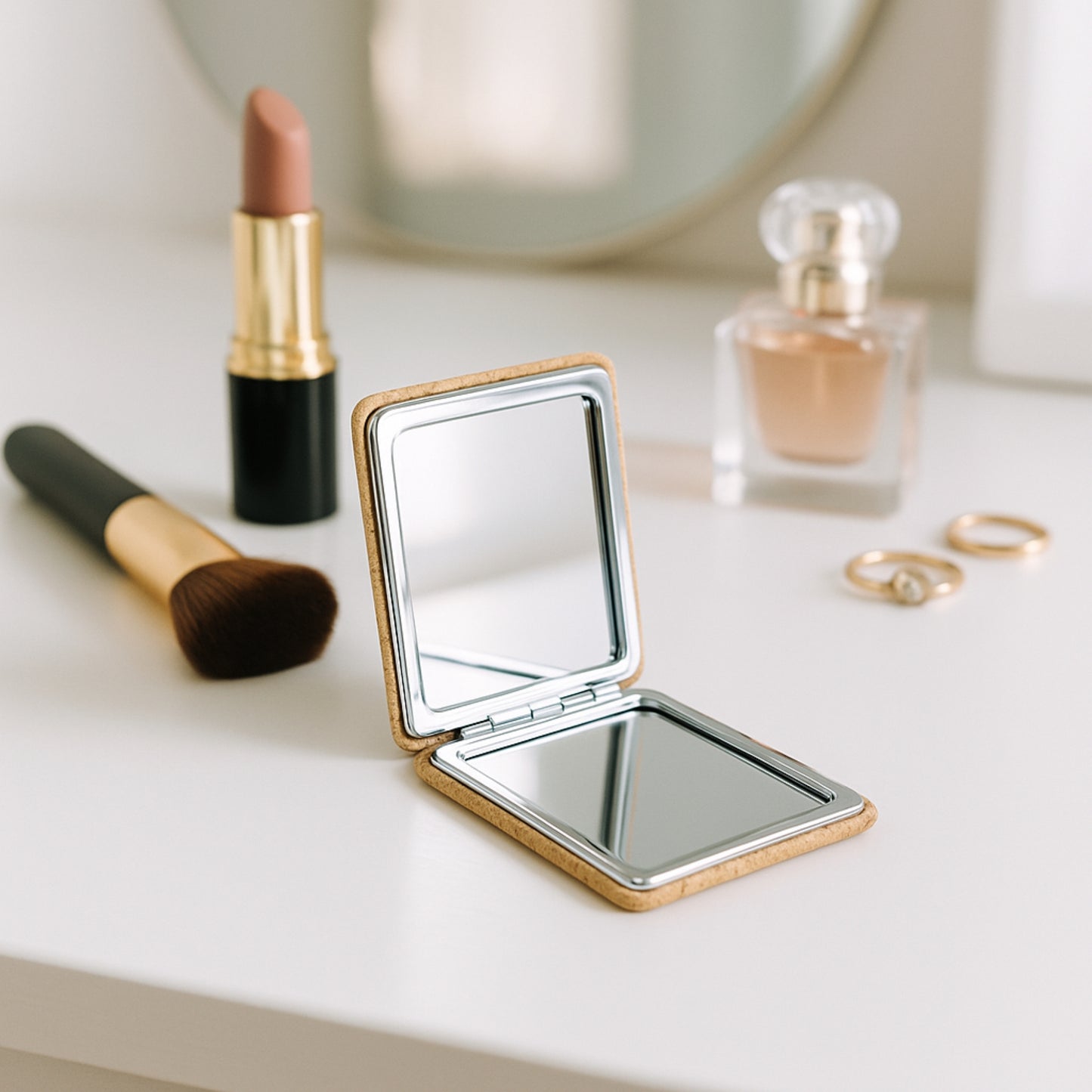 Rectangular Cork Compact Mirror - Dreamcatcher Design (12-Pack) L-1152-MIX-12