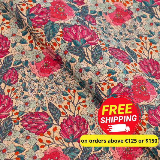Floral Cork Fabric with Botanical Pattern COF-687