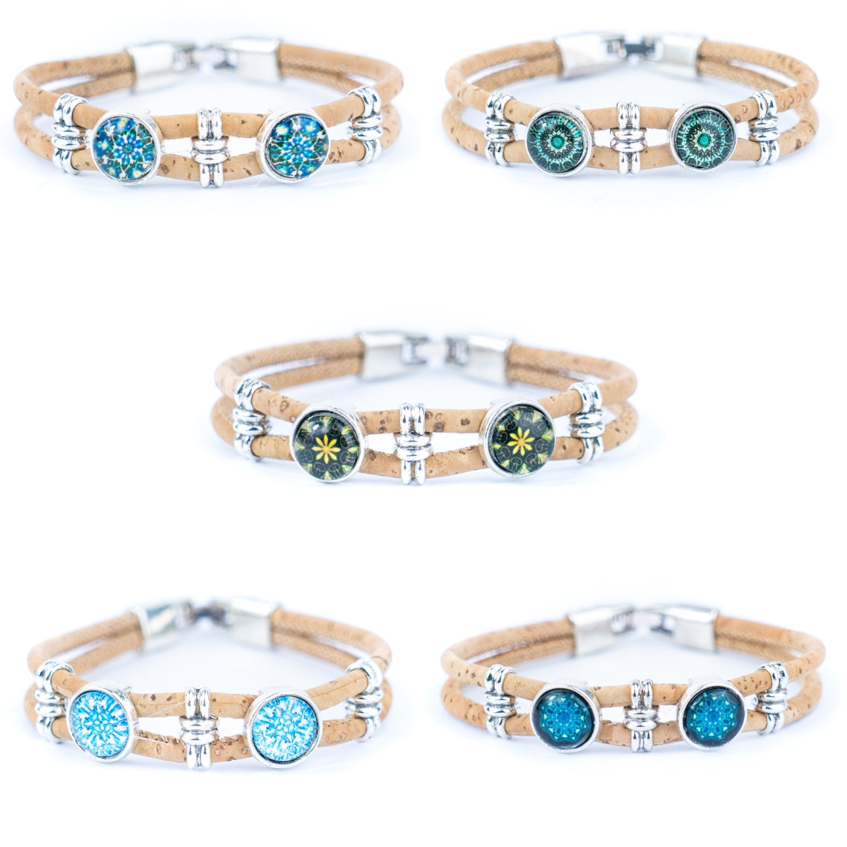 Natural Cork and Accessories Handmade Women's cork Bracelet BR-467-MIX-5