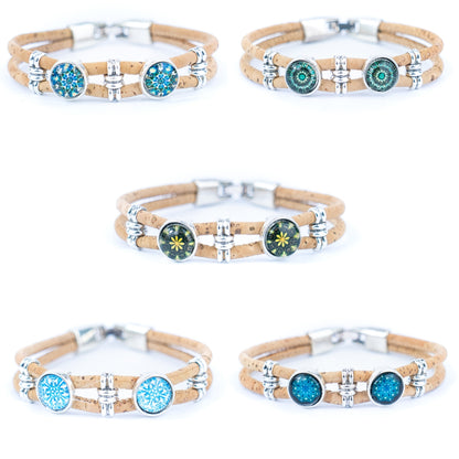 Natural Cork and Accessories Handmade Women's cork Bracelet BR-467-MIX-5