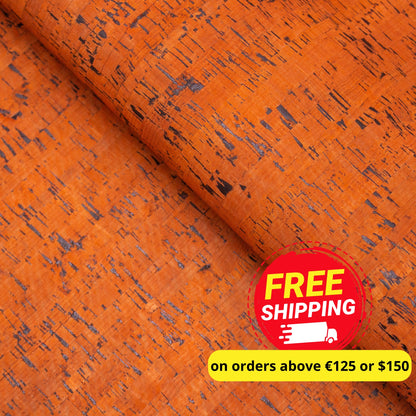 Orange Portuguese Cork Fabric Rustic COF-184
