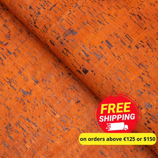 Orange Portuguese Cork Fabric Rustic COF-184