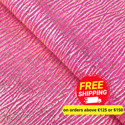 Embossed Fuchsia Pink Cork Fabric – Metallic Textured COF-698