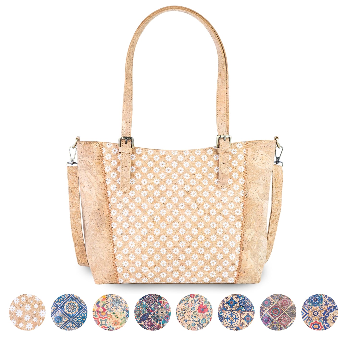 Natural Cork HandBag with Floral Print BAGD-660