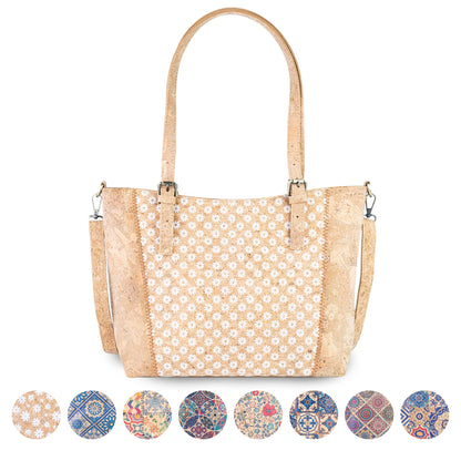 Natural Cork HandBag with Floral Print BAGD-660