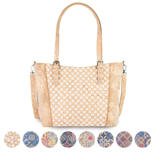 Natural Cork HandBag with Floral Print BAGD-660