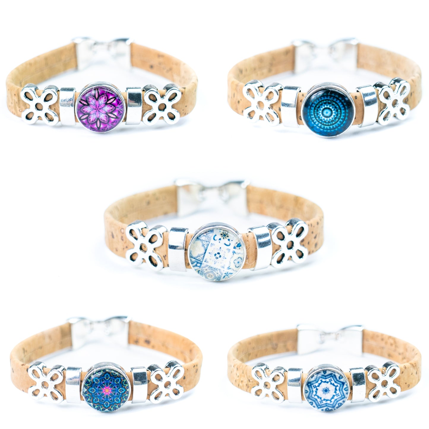 10mm Flat Cork Bangle | Mandala Geometric Pattern BR-517-MIX-5