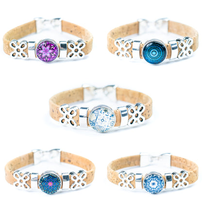 10mm Flat Cork Bangle | Mandala Geometric Pattern BR-517-MIX-5