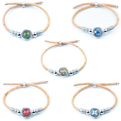 3mm Natural Cork Bracelet with Portuguese-Inspired Cabochon – Handmade in Portugal BR-494-MIX-5