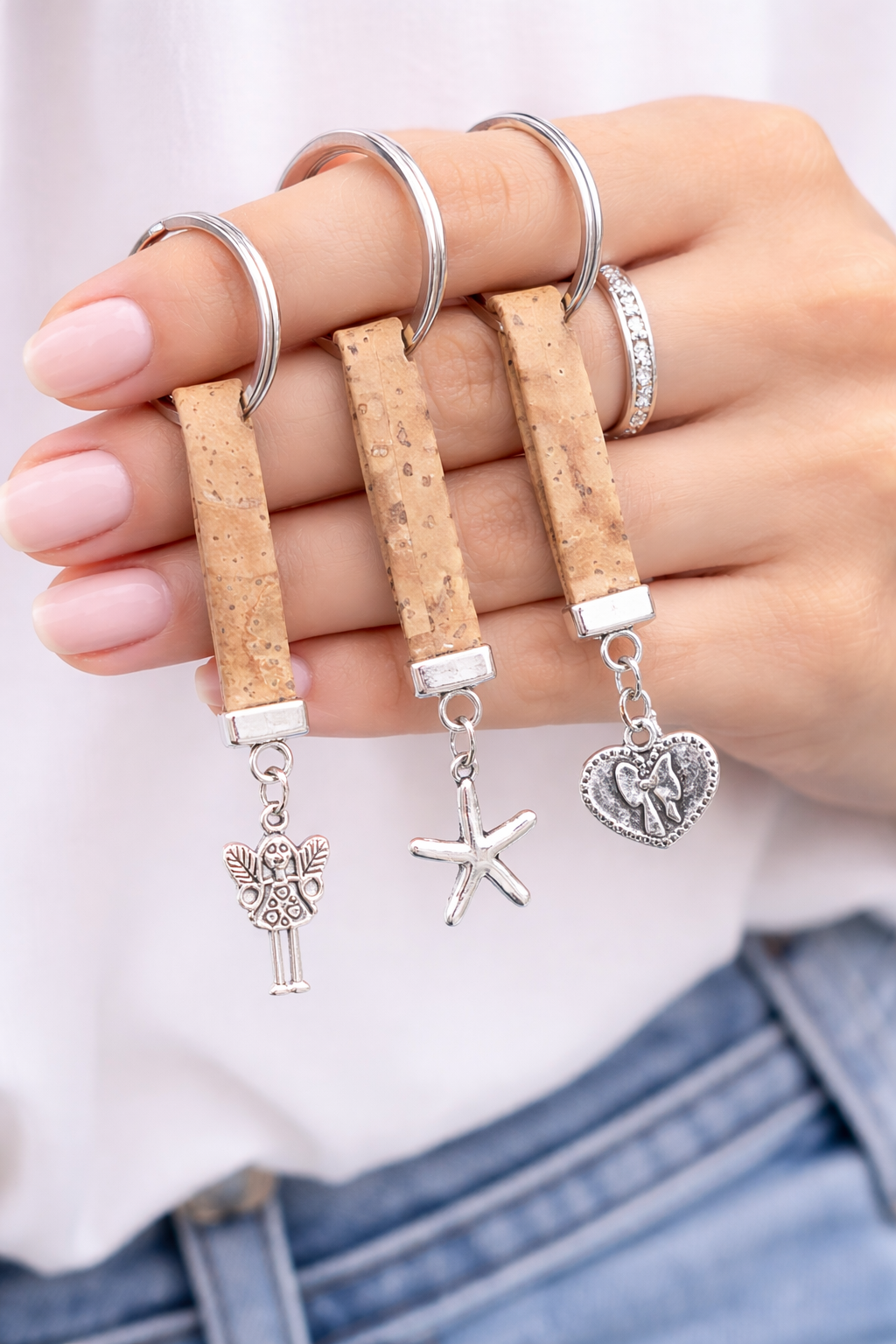 Portuguese Handmade Cork Keychain Set (10 Mixed Designs)I-100-MIX-10