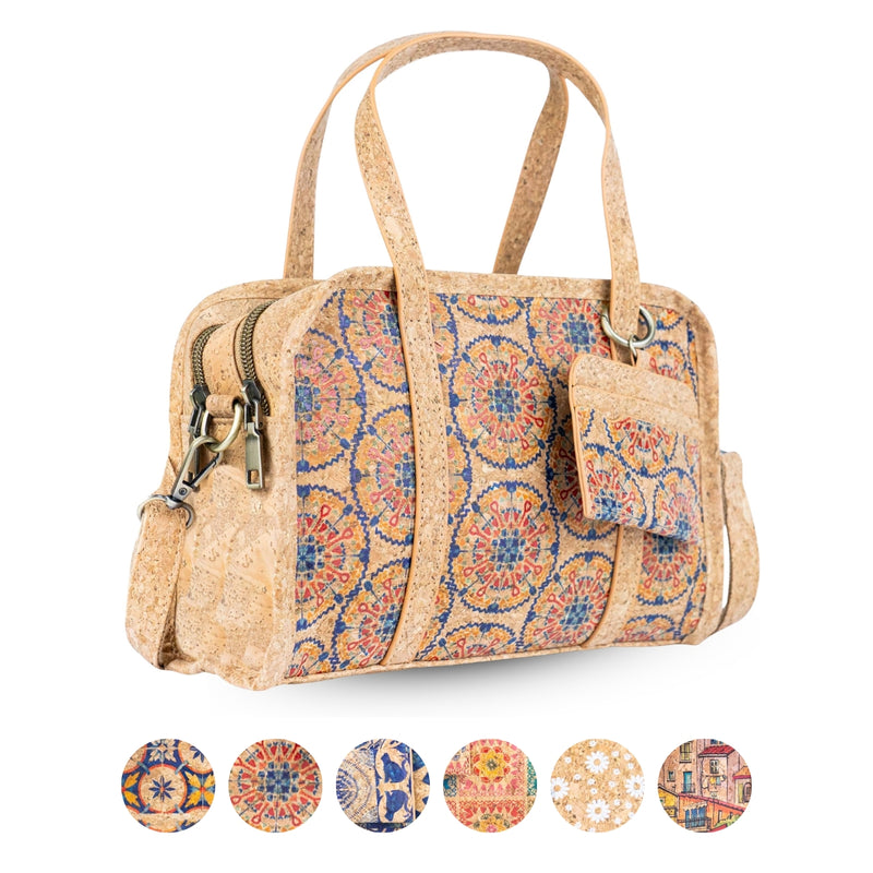 Cork Handbag – Floral & Mosaic Design, Eco-Friendly Elegance BAGD-342