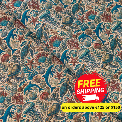 Marine series of marine life Pattern Cork fabric COF-722