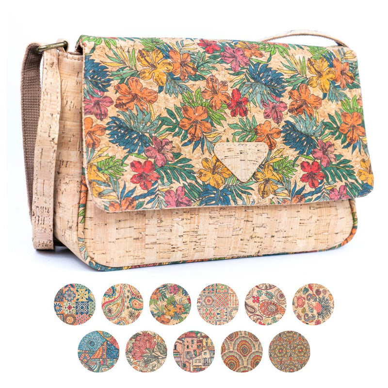 Vibrant Cork Crossbody Bag – Floral & Mosaic Delight BAGF-090