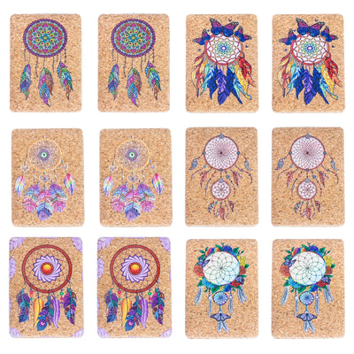 Rectangular Cork Compact Mirror - Dreamcatcher Design (12-Pack) L-1088