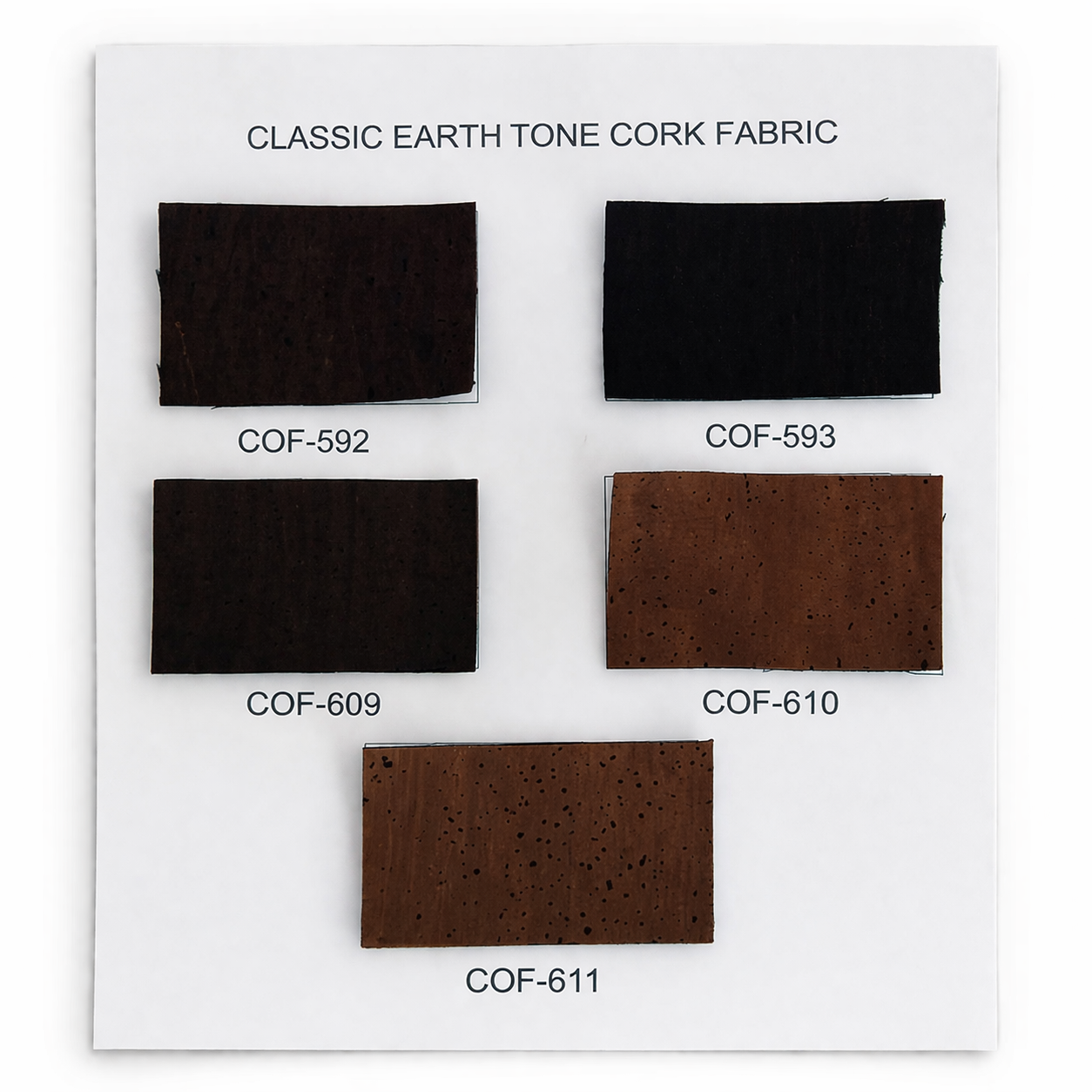 Classic Earth Tone Cork Fabric | 8x5cm (3.1x2in) | 11 Piece Sample Pack