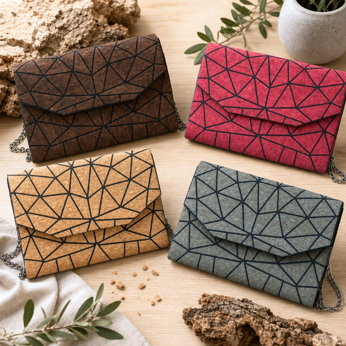 Cork Geometric Chain Crossbody cork Bag  BAG-2069