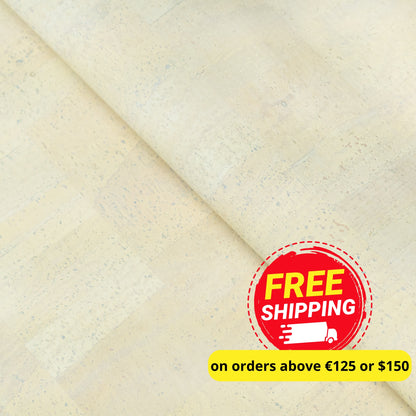 Soft cream natural cork fabric with subtle colorful speckles  COF-680
