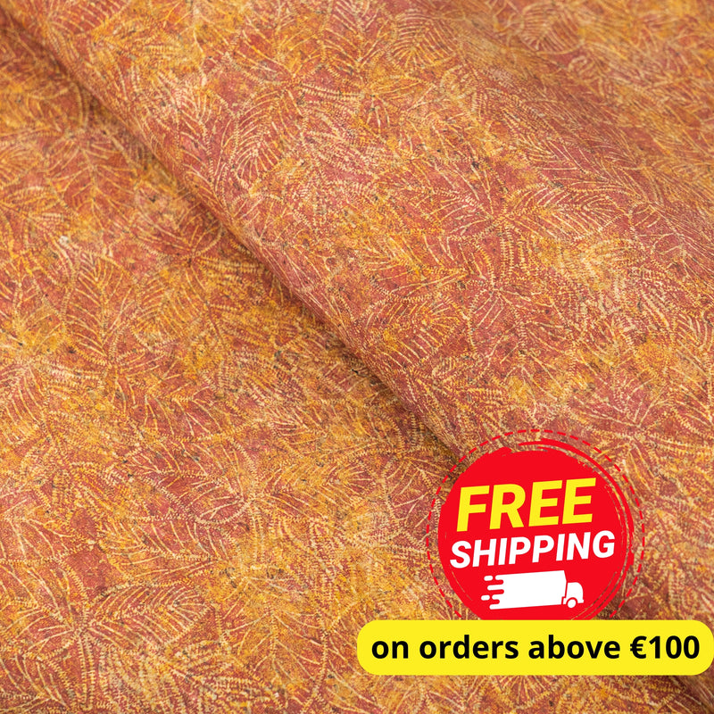 Embossed Leaf Pattern Cork Fabric with Cotton Backing COF-641