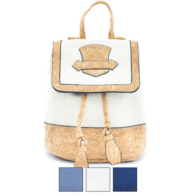 Azure Chic Cork and Cotton Backpack- BAG-2078