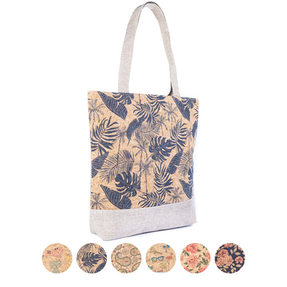 Printed Cork Tote Bag with Fabric Handles BAG-2382