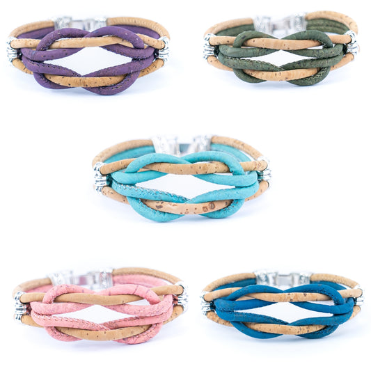 Natural Cork and  Accessories Handmade braid Women's cork Bracelet DBR-027-MIX-5