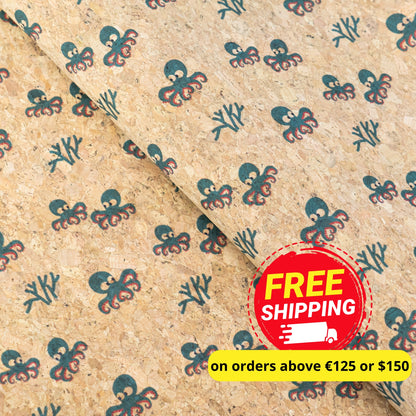 Summer Collection - Cute Octopus Cork Fabric COF-27