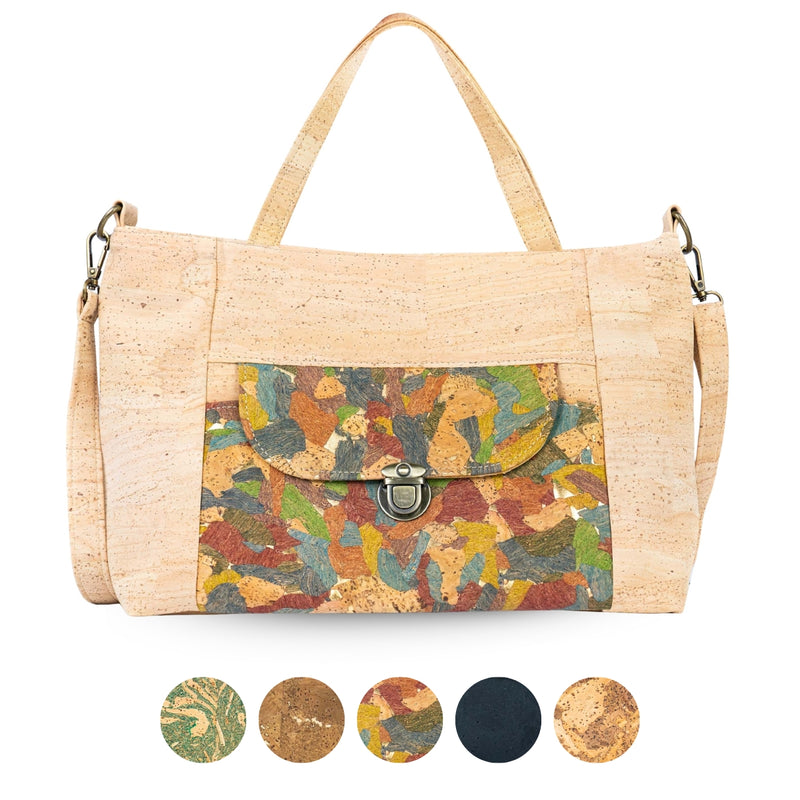 Natural Cork Handbag | Vegan Shoulder Bag with Front Pocket BAGP-317