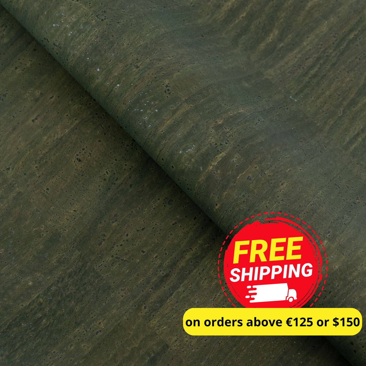 Deep Olive Green Natural Cork Fabric – Microfiber Backing COF-705