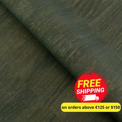 Deep Olive Green Natural Cork Fabric – Microfiber Backing COF-705