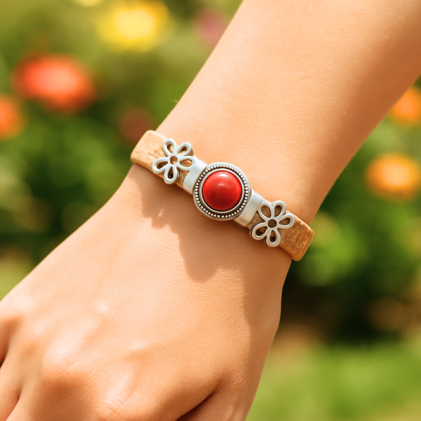 10MM flat cork wire combined with alloy hardware three colors of turquoise handmade ladies bracelet  BR-479-MIX-6