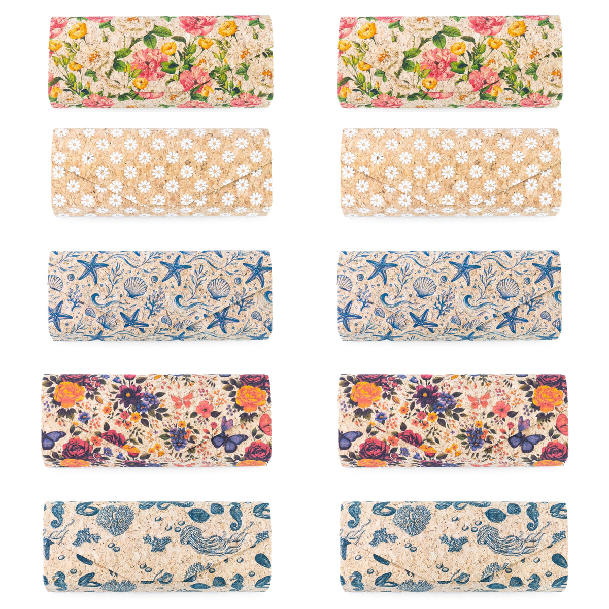 Printed Cork Glasses Cases – Magnetic Closure, Pack of 10 | L-1231-MIX-10