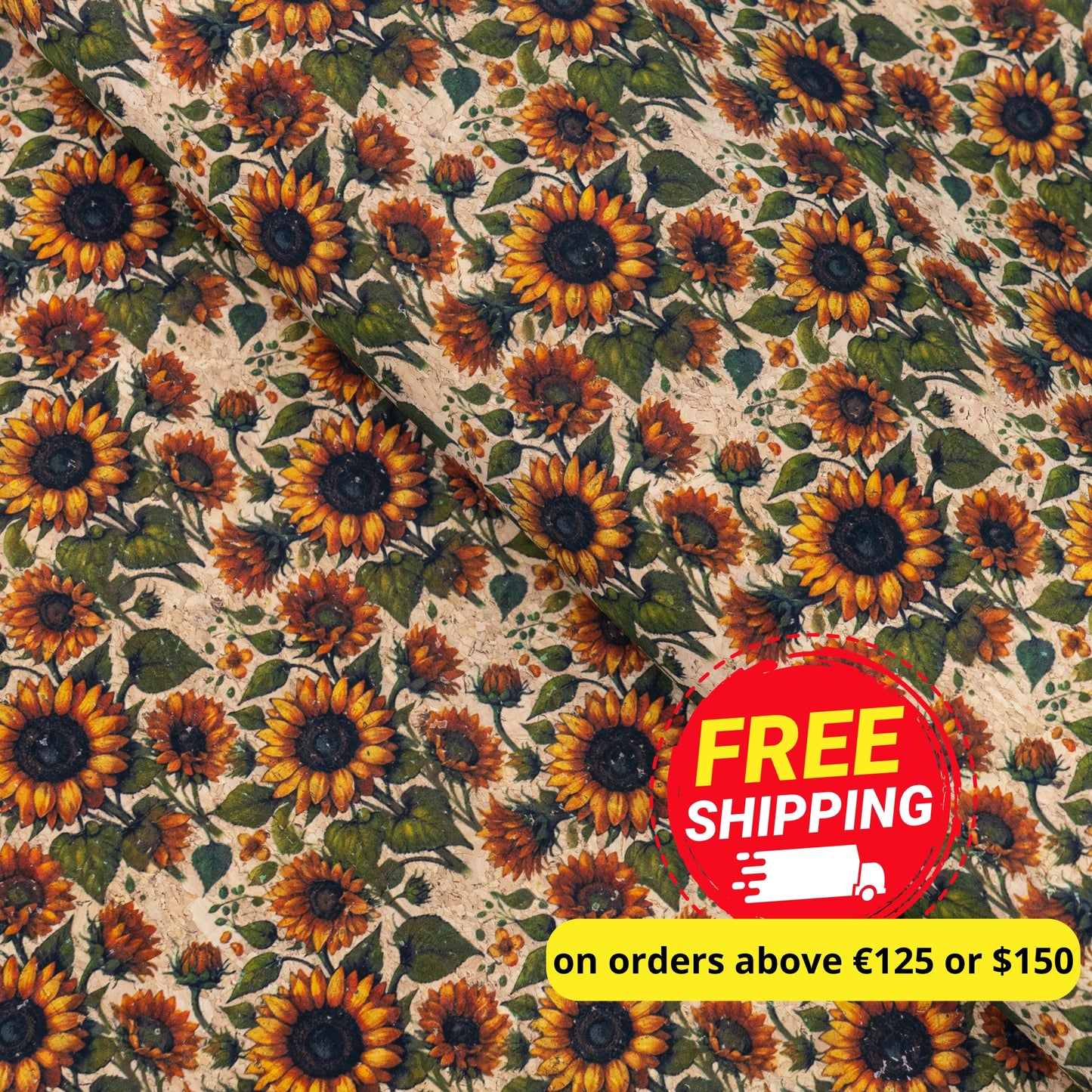 Floral Collection - Sunflower Pattern Cork Fabric COF-730